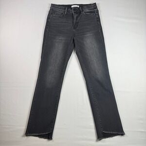 Flying Monkey Jeans Womens 27 High Rise Straight Leg Step Fray Hem Black F4266